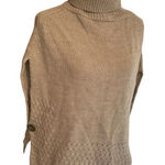 Berretti Made in Italy Wool Alpaca Blend Roll Neck Poncho Sweater Tan Size undefined Photo 0