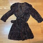 Urban Outfitters  Paige Burnout Leopard Print Preppy Boho Mini Wrap Dress M Photo 6