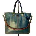 Dooney & Bourke DOONEY BOURKE Teal Leather Top Handle Adjustable Shoulder Strap Oversized Tote Photo 15