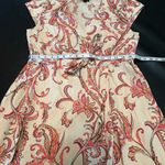 Tommy Hilfiger  Pink and Cream Paisley Midi Dress size L with tie waist Photo 9