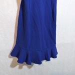 Hello Molly  Salsa Nights Mini Dress Blue Ruffle Shoulders Cut Out Back Sz 6 Photo 3