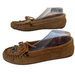 Minnetonka VTG Y2K Camel Brown Suede Beaded Moccasins 11 Hard Sole Boho Fall Photo 2