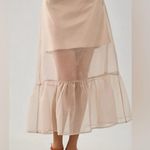 Anthropologie Sheer Beige Organza Maxi Length Skirt Size 8 Photo 1