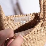 Woven Straw Crossbody Bag Purse Coastal Beachy Boho Nautical Hook and Loop Tan Photo 2
