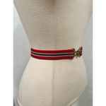 Vintage Snaffel Belt Red Blue Stripe Gold buckle Photo 3