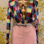 Deep plunge neck colorful bodysuit size L Size L Photo 0