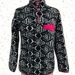 Patagonia Big Fish Ikat Print Synchilla Fleece Pullover Black White Hot Pink S Photo 0