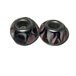 Two Piece Vintage Murano Style Beads Charm Pink Black Jewelry Accessories Photo 1