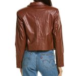 Area Stars New Faux Leather Double Breasted Cropped Jacket Brown Size Large Photo 1