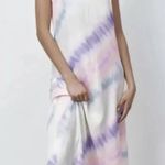 ZARA  Satin Effect Rainbow Pastel Tie Dye Midi Dress Size XL Photo 9
