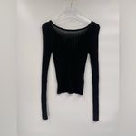 Free People  Black Knit Hits Different Lace Up Long Sleeve TOP sewater small NWT‎ Photo 4