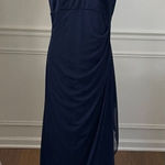 DJ Jaz Navy Dark Blue Lace Cap Sleeve Formal Gown Dress 14 Blue Photo 0