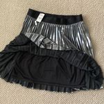 EXPRESS NEW  Metallic Silver Pleated Mini Skirt Elastic Lined Small $88 ASO NWT Photo 6