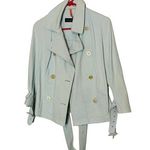 Piazza Sempione Baby Blue Belted Collared Button Front Jacket size US 8 Photo 0