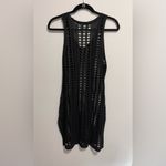 CHA CHA Black Loose Knit Mesh Sleeveless Sweater Mini Dress Cover Up Sz M EUC Size M Photo 2