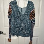 Free People Movement Sz L Mix Print Hooded Swing Top Cropped Long Sleeves Photo 6