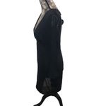 Boutique Black V neck Sheer Panel Bodycon Dress Mob Wife Club Large Photo 2