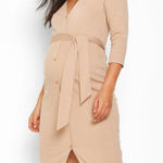 Boohoo  Maternity Button Front Tie Waist Midi Dress Size 12 NWT Photo 0