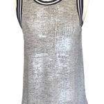 Trouvé Metallic Sleeveless Piped Shirt XS Striking Gold/Silver Striped Preowned Silver Photo 0