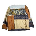 Vtg 1990s Indigo Moon Beige Black Patchwork Animal Print Collarless Jacket Sz M Tan Size M Photo 1
