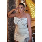 House Of CB HOUSE‎ OF CB 'Ariella' Ivory Satin Crystal Embellished Bow Dress NWOT size S Photo 10