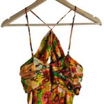 Carolina K Yellow Multicolor Floral Halter Sleeveless Cutout Midi Dress Size S Photo 8