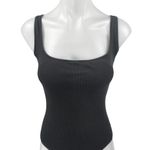 SKIMS Women's Black Sleeveless Ribbed Knit Square Neck Boysuit Tank Top Size L Photo 0