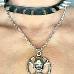 Choker & Skull Pendant Necklace Set – Alternative Y2K Emo Jewelry Goth Spike Black Photo 0
