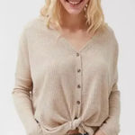 Out From Under Cardigan Women Medium Tan Jojo Thermal V Neck Oversized Sweater Photo 0