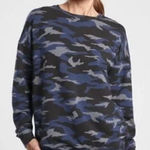 Athleta  Studio to Street Blue & Black Camo Crewneck Sweatshirt Size Large Photo 0