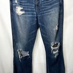 American Eagle  Outfitters Size 8 Jeans Long Distressed High Rise Flare Blue 763 Photo 3
