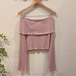 Honey Punch Dusty Pink Off Shoulder Crop Knit Sweater Top Size L Preowned Photo 3