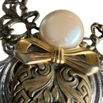 Vintage Signed Jane Brass Silver Mother of Pearl Angel Heart Brooch Steampunk Gold Photo 1