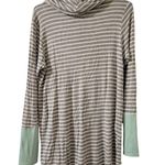 P.S. Kate Gray Stripe Cowl Neck Long Sleeve Mint Green Sleeve Cuffs Size M Photo 1