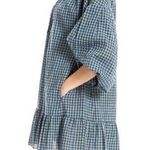 Max Studio New  Plaid Ruffle Hem Balloon Sleeve Babydoll Dress Blue Photo 17