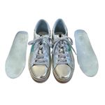SHU SHOP Petula Platform Sneakers Metallic Silver Gold Stars Vegan Leather Sz 8 Photo 9