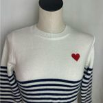 Fashion Women’s Striped Heart Embroidered
Crew Neck Long Sleeve sweater NWT S White Photo 3