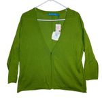 Tori Richard  Women's Green Button Front Cardigan Sweater L Preppy Office Holiday Photo 0