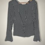 ZARA  Trafaluc  Black and White Striped Tie-Front Long Sleeve Blouse Size Small Photo 0