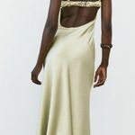 ZARA Dress Lime Green Satin Effect Maxi Midi Wedding Party Date Coctail Photo 7