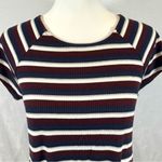 Dee Elle Navy burgundy gray and white ribbed knit cross back swing dress size medium Photo 1