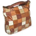 Lucky Brand Lucky 𣓠Ugly Betty Bag Patchwork Leather Suede Hobo Handbag 𣓠Brown White 𣓠TV Photo 0