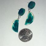 Elegant Teal and Clear Swirl Boho Dangle Earrings Blue Photo 2