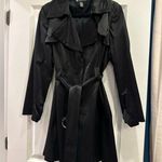 INC International Concepts Macys Satiny Dressy Trenchcoat Evening Jacket Coat Black Size L Photo 0