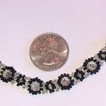 Black Clear Seed Bead Beaded Silver Tone Flower Boho Necklace Photo 4