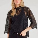 7 For All Mankind NEW Scalloped Lace Top in Jet Black size XS Photo 1