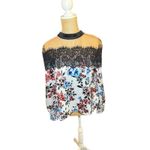 NBD NWT  Floral Lace Illusion Neck Long Sleeve Blouse Top Women Size S Photo 7
