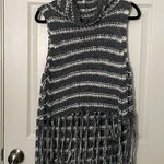 Free People Folksong Fringe Knit Crochet Vest Sweater Tunic Photo 3