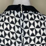 Sweet Rain Black White Aztec Print 3/4 Sleeve Peter Pan Collar Zip Dress Sz Sm Photo 4