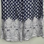 Sim and Sam Navy Medallion Elastic Waist Flowy Wide Leg Pants Size Small White Photo 1